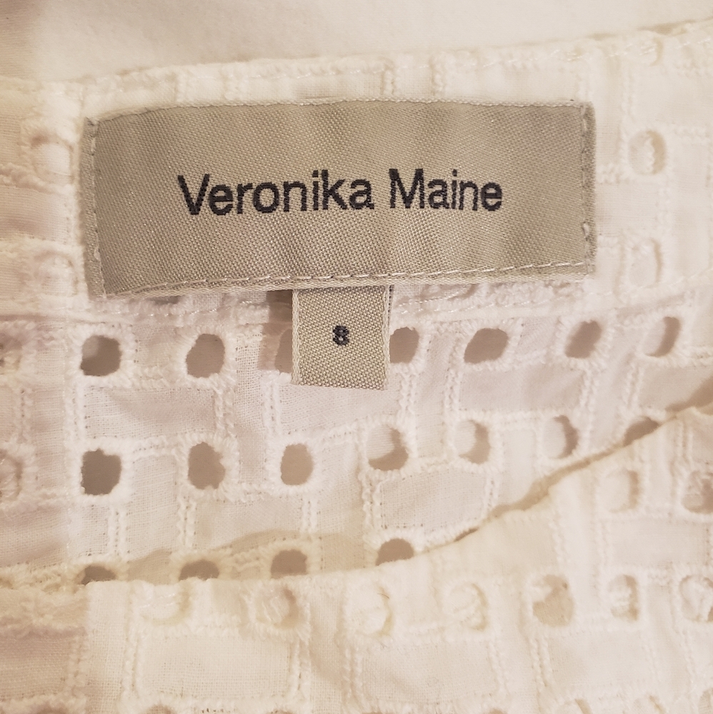Veronika Maine white cotton eyelet top size 8 - Picture 3 of 5